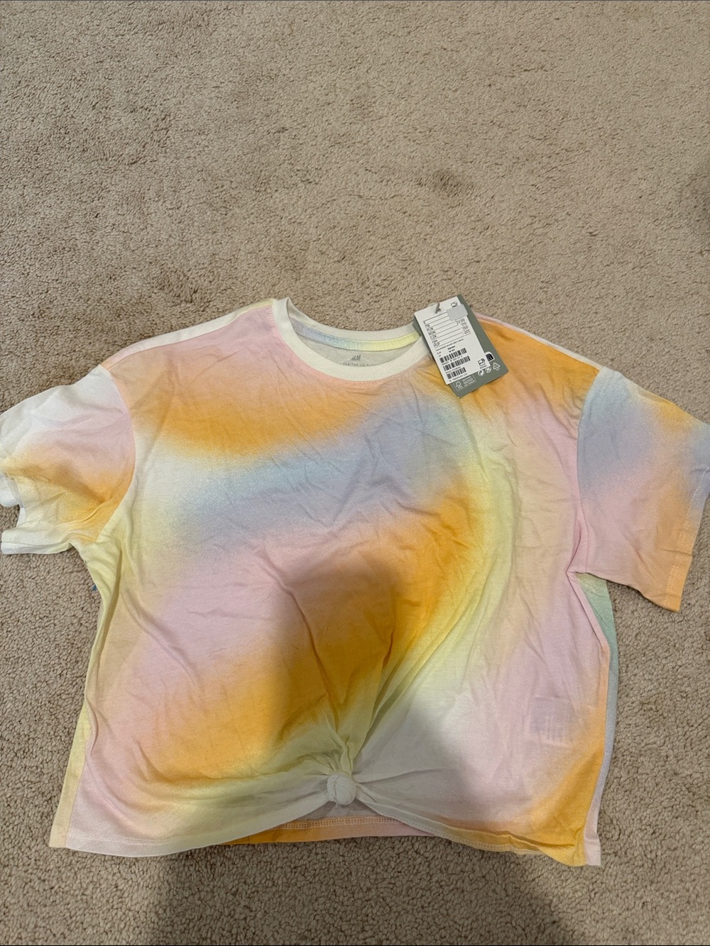 Girls Tie-Dye Crop Tee - Pastel Rainbow
